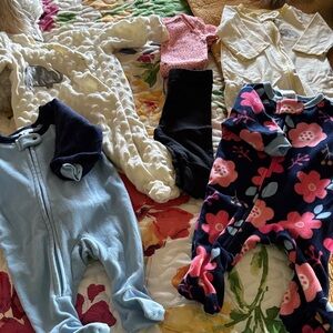 Baby girl 0 to 3 months bundle of Gerber, baby gear and Carter’s clothes.